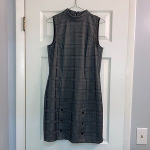 Plaid High-neck dress with pockets!!